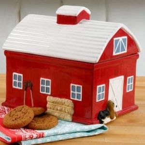New Pioneer Woman Red Barn Cookie Jar